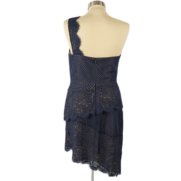 BCBGMAXAZRIA Alisha One Shoulder Navy Lace Dress Size 8 Pristine Condition - Picture 5 of 15